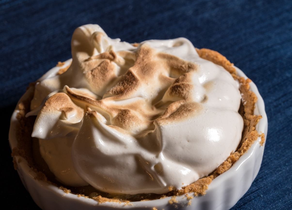 A sumptuous pie in Meringue icing.