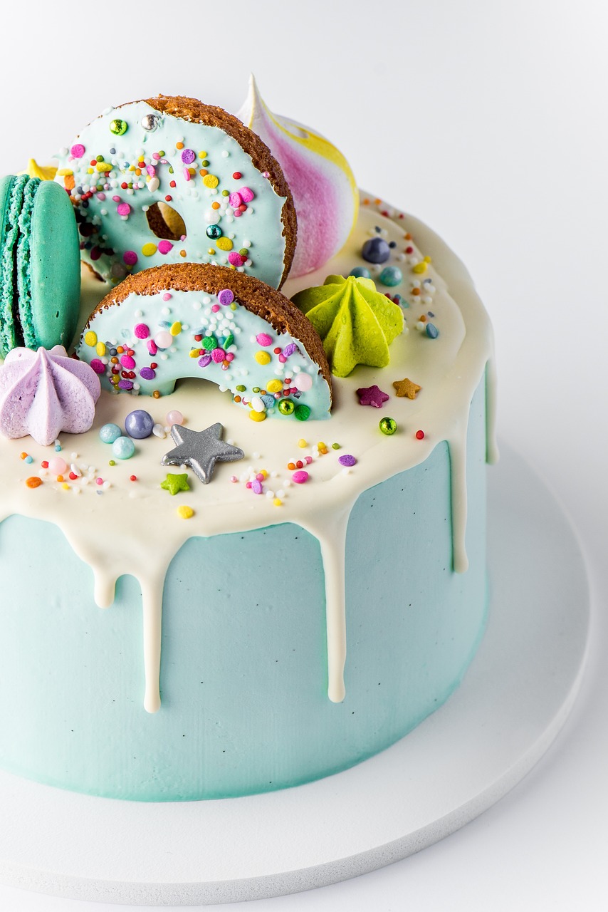 Cake with different icings and toppings