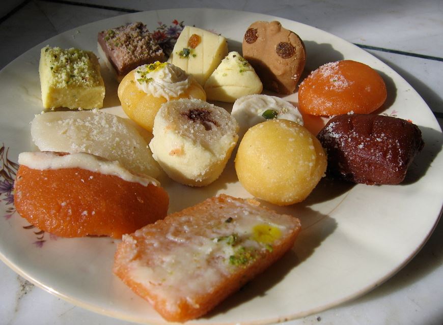 A tray full of Indian sweets mithai desserts