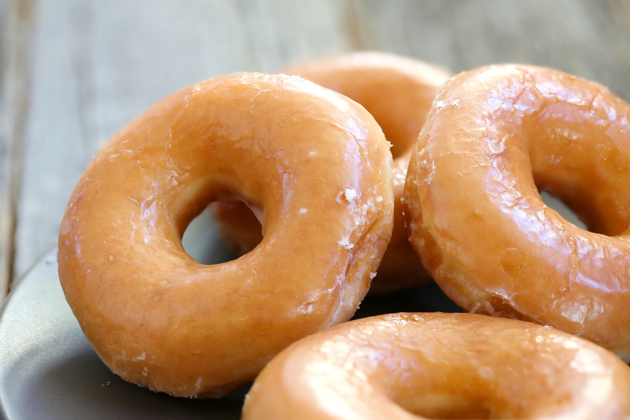 Simply glazed doughnuts.