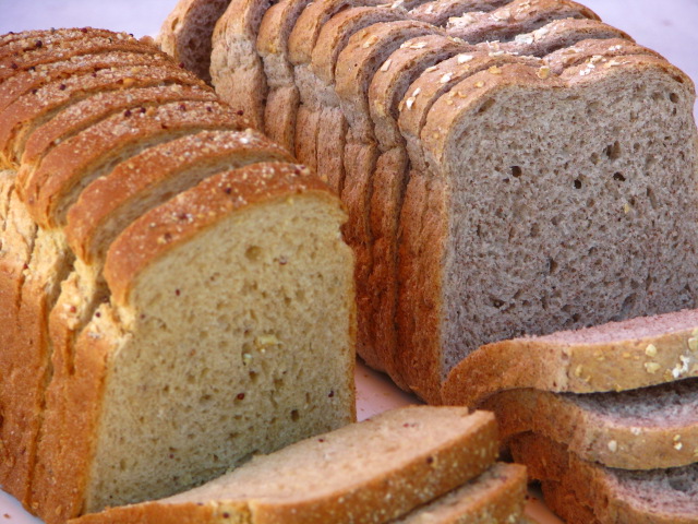 Some of the common bread are brown bread and whole grain bread. 