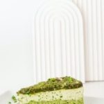 The calming impression of a delectable green tea cheesecake.